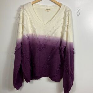 plus size umbre V neck sweater